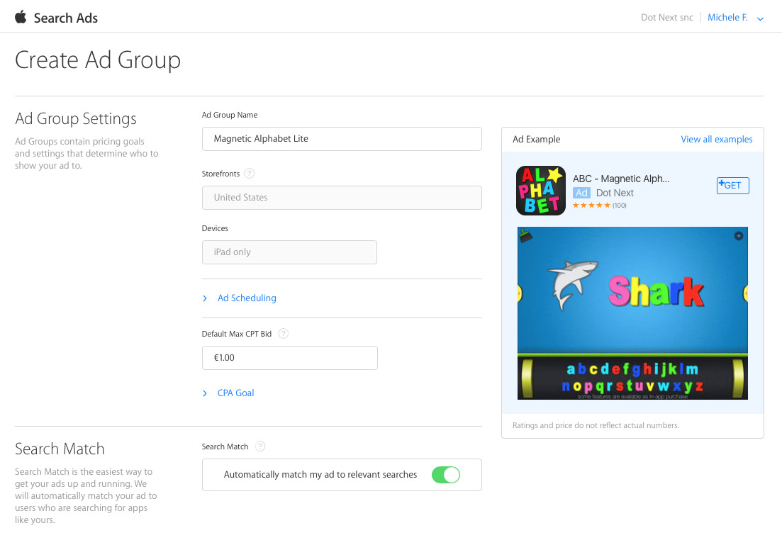 Ad Group preview